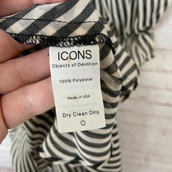 Icons Objects of Devotion Black White Stripe Flamenco Dress Womens Medium New - Picture 10 of 12